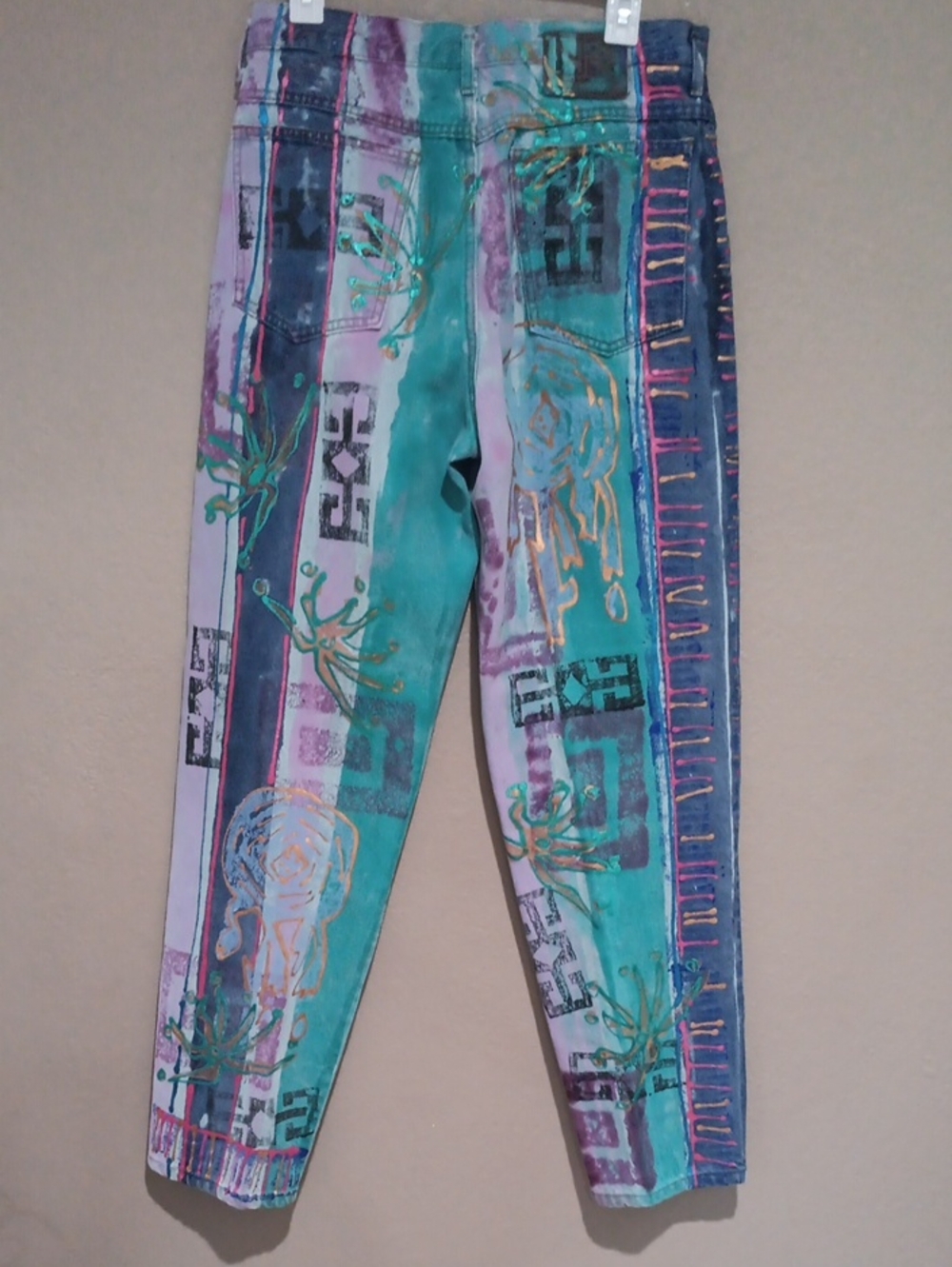 Vintage Vibrant Hand-Painted Abstract Jeans - Picture 6 of 12